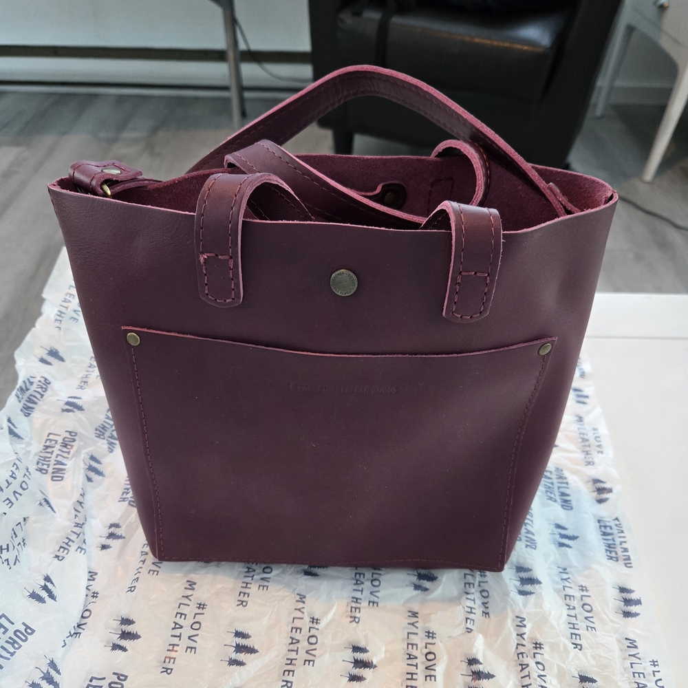 Plum Leather Tote Crossbody Bag New By  Portland Leather